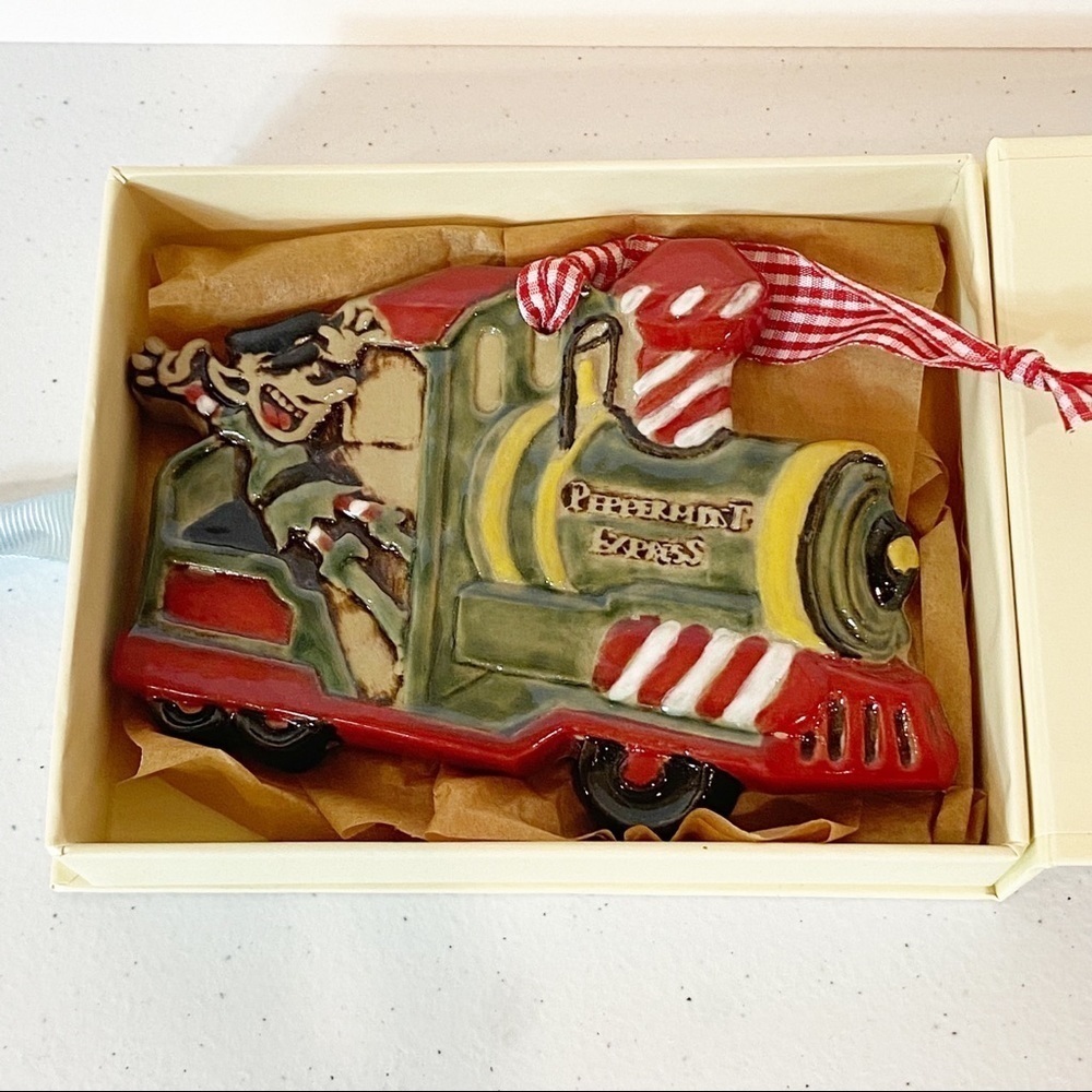 Stoneware 1815 Train Christmas Holiday Ornament